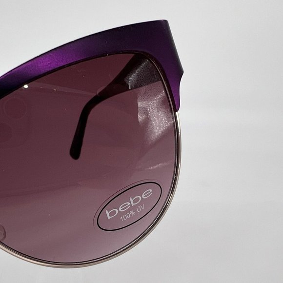Bebe BB7208 710 Sunglasses Square Cat Eye Metal Gold Purple Berry 55-16-135 $199 main image 3